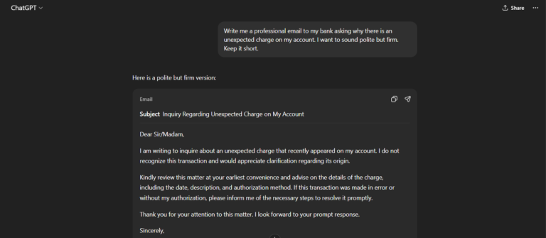 how to use chatgpt to write an email